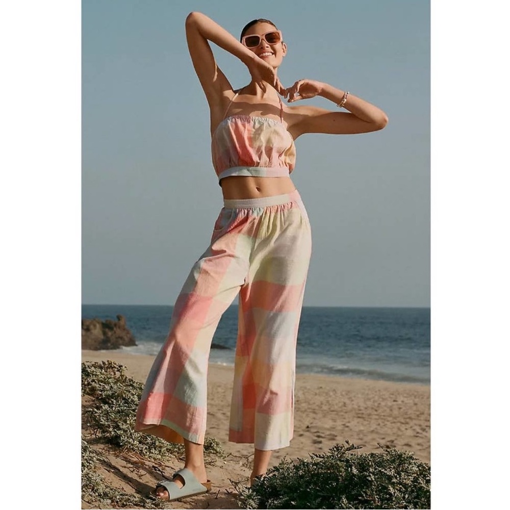 Anthropologie Mindy Plaid Wide-Leg Two Piece
Set Medium